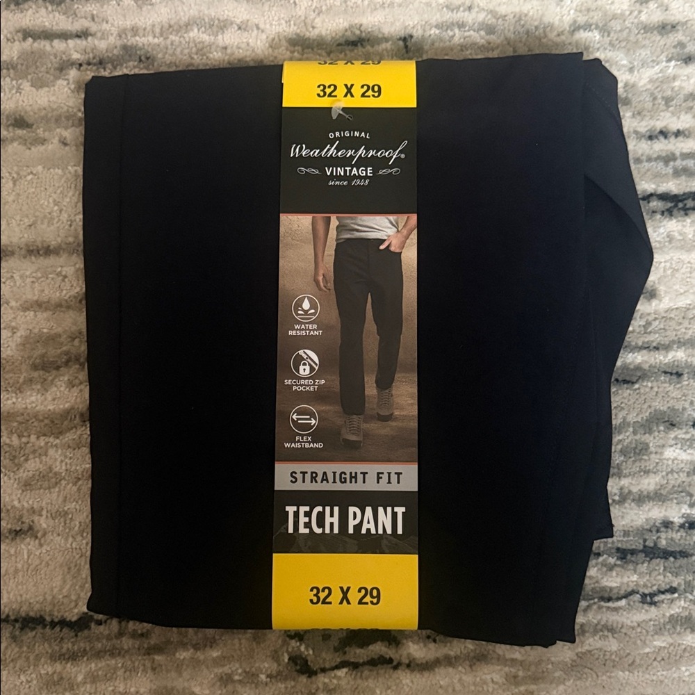 Weatherproof Vintage Men's Tech Pants Straight Fit Size 32x29 Black